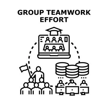 Group teamwork effort creating online collaboration and leadership Stock Illustration