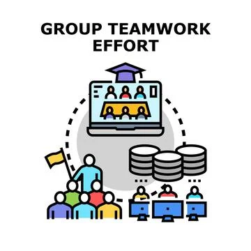 Group teamwork effort creating online collaboration and leadership Stock Illustration