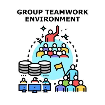 Group teamwork environment concept developing successful business Ilustração Stock