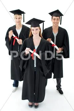 Group of teenagers celebrating after Graduation Stock Photos