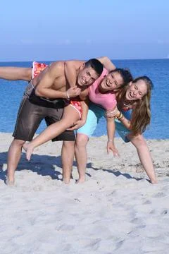 Group of teens at  spring break or summer vacation Stock Photos