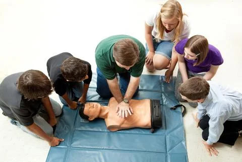 Group of Teens Take CPR Class Stock Photos