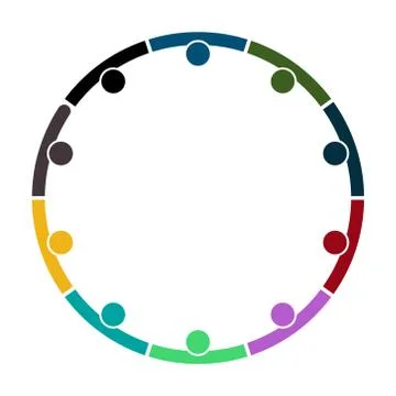 Group of ten persons in circle. holding hands.The summit workers are meeting  Stock Illustration