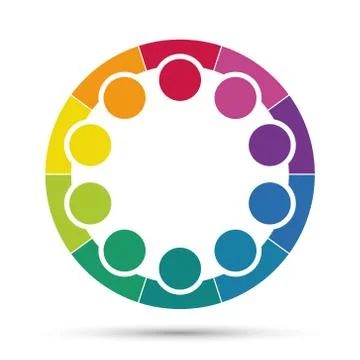 Group of ten persons in circle. holding hands.The summit workers are meeting  Stock Illustration