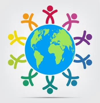 Group of ten persons in circle. holding hands.The summit workers are meeting  Stock Illustration