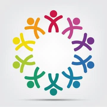 Group of ten persons in circle. holding hands.The summit workers are meeting  Stock Illustration