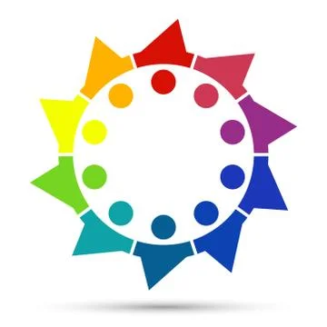 Group of ten persons in circle. holding hands.The summit workers are meeting  Stock Illustration