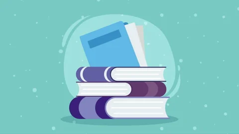 group of text books library animation | Stock Video | Pond5