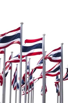 Group of Thai flags on white background Stock Photos
