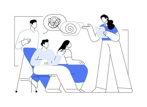 Group therapy isolated cartoon vector illustrations. Ilustración de archivo