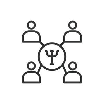 Group therapy, in line design. Counseling, mental health, peer support Stock Illustration