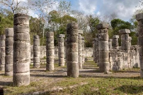 Group of the Thousand Columns at Chichen Itza Stock Photos