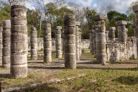 Group of the Thousand Columns at Chichen Itza Stock Photos