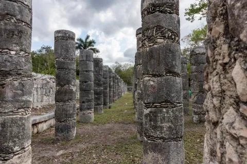 Group of the Thousand Columns at Chichen Itza Stock Photos