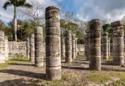 Group of the Thousand Columns at Chichen Itza Stock Photos
