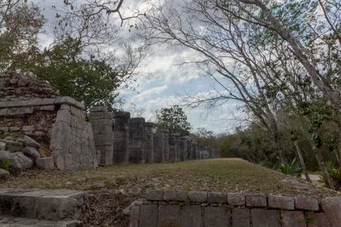 Group of the Thousand Columns at Chichen Itza Stock Photos