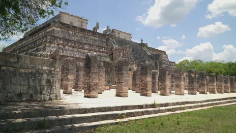 Group of the Thousand Columns important landmark of Chichen Itza Stock Footage 155907093