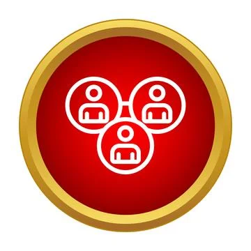 Group of three connected outline user icons Stock Illustration
