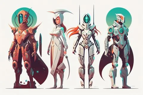 A group of three different types of armor and armors all in different color.. Illustrazione stock