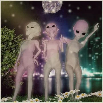 Group of three extraterrestrial friends Stock Illustration