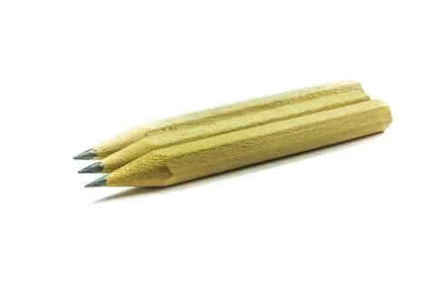 A group of three pencils with one sharpened isolated on white with clipping p Stock Photos
