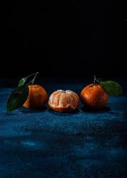 A Group of Three Tangerines Stock Photos