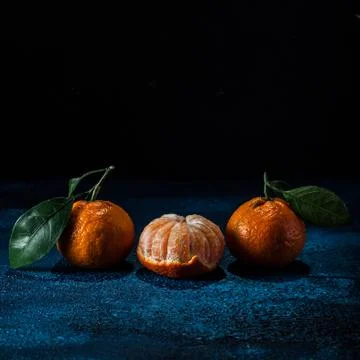 A Group of Three Tangerines Stock Photos