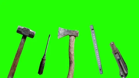 Group of tools animation on green screen, for craft videos Stock Footage 121693638
