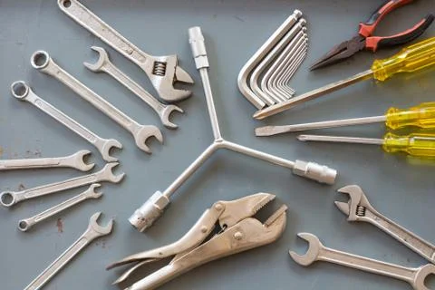 Group of tools supplies Stock Photos