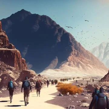 Group of tourists Stock Illustration