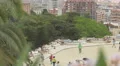 Group of tourists on the main terrace of Park Guell, Barcelona 4k or 4k+ Resolution