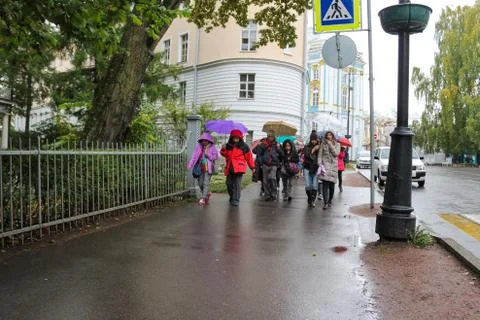 Group of tourists. Photos