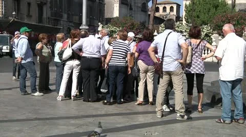 Group of tourists in sicily Stock Footage 11147360