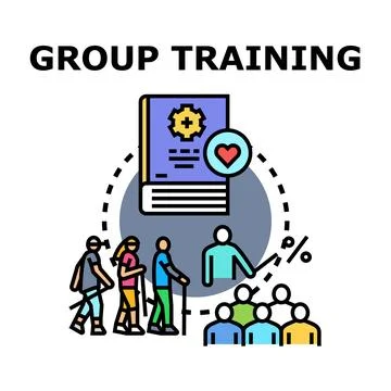 Group training program developing skills and knowledge Stock Illustration
