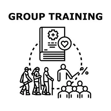 Group training program developing skills and knowledge Stock Illustration