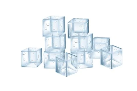 Group of transparent ice cubes vector illustration isolated on white backgrou Stock Illustration