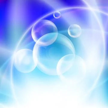 Group of transparent spheres on a blue background Stock Illustration