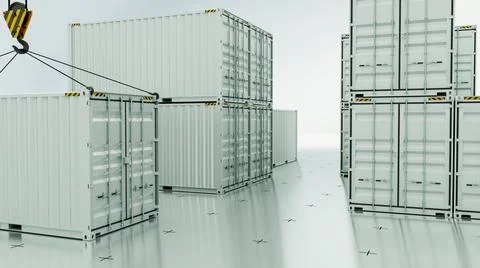 Group transport containers at the technological background Stock Illustration