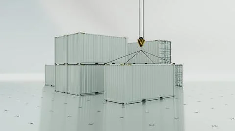 Group transport containers at the technological background Stock Illustration