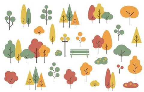 Group of trees in park. Autumn background Stock Illustration