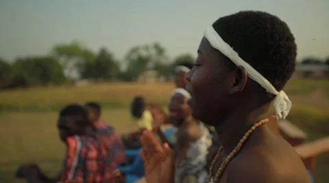 Group of tribes playing drum and dancing, Ghana Stock Footage 62388290