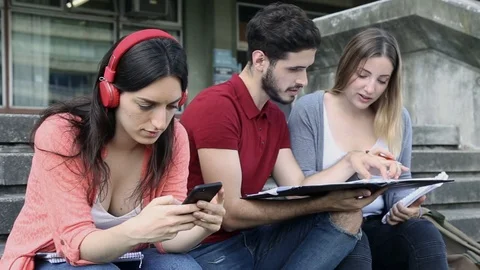 Group of  University students studying together Stock Footage 102404852