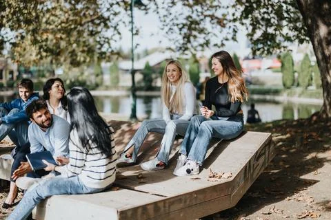 Group of university students studying together. Their effective learning and Stock Photos