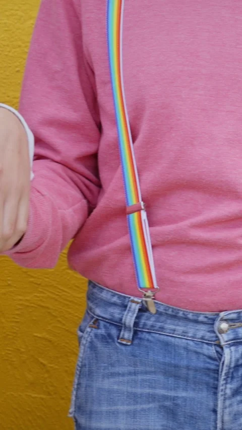 Group unrecognizable young people together in line on gay pride parade day Stock Footage 275206818