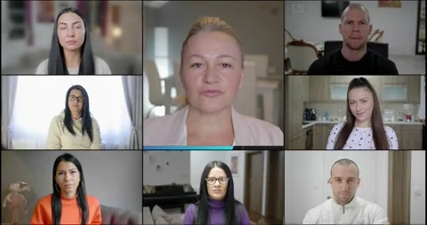 Group Using Video Conferencing technology in home for video call. Stock Footage 145313871