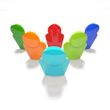 Group of various colored people, 3D rendered Stock Illustration