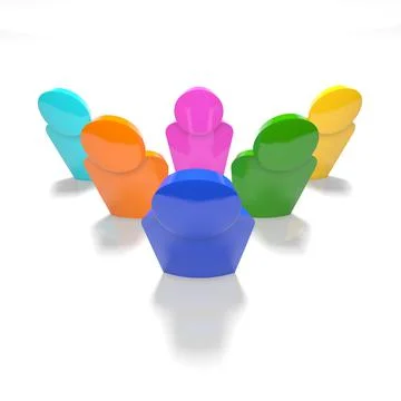 Group of various colored people, 3D rendered Stock Illustration