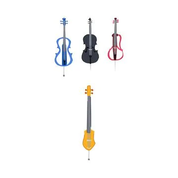Group of various modern cello string instruments Ilustración de archivo