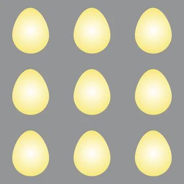 Group of Vector gradient yellow Easter eggs with sunlight isolated on a gray Stock Illustration
