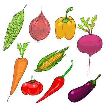Group of vegetables cllipart vector illustration Illustrazione stock